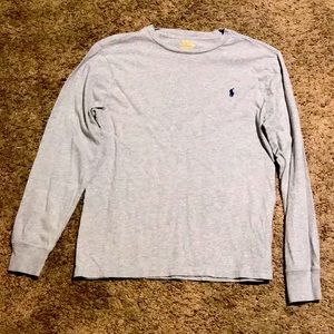 Polo Ralph Lauren gray long sleeve tee with blue logo Sz.L/G